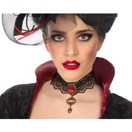 Collar Halloween Bisutería Mujer Adulto - Gargantilla Negra de Encaje con Gema Roja, Moda Victoriana y Gótica Precio: 1.49999949. SKU: B1JCKR88NM