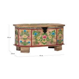 Giner y Colomer Baúl de Madera de Mango Pintado a Mano, 35x87x41 cm