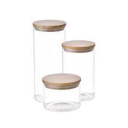 San Ignacio Set 3 botes vidrio borosilicato con tapa de bambú Natur Sg-3805 - 2.1L, 1.4L, 600ml Precio: 20.78999978. SKU: S7914252