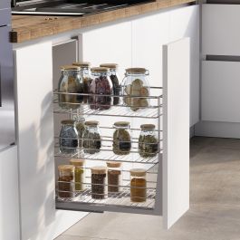 Emuca Carro extraíble Supra de fijación inferior con cierre suave, módulo 300mm, Acero, Cromado