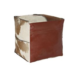 DKD Home Decor Pouf Colonial Marron Piel Poliester Rombos 45 x 40 x 45 cm