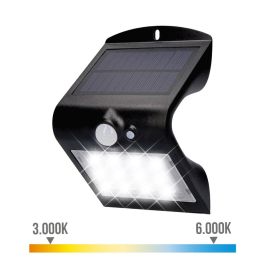 Aplique solar 1,5w 220lm recargable. sensor de presencia (2-6m) color negro 9,6x7,3x14cm edm