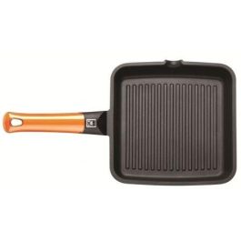 ASADOR GRILL EFFICIENT ORANGE RAYAS BRA A281428 - 28X28CM - ESPESOR 6MM - ALUMINIO FUNDIDO - TEFLÓN ANTIADHERENTE PLATINUM PLUS - MANGO ERGONÓMICO