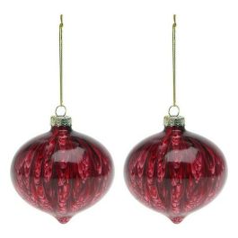 Bolas de Navidad (2 pcs) 112490 Marrón Rojo 8 cm (2 Unidades)