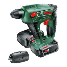 Bosch UNEO Maxx - Martillo percutor a batería 18V, portabrocas sin llave, 0.6 J, 5000 ppm, batería 2.5 Ah, incluye 4 brocas, negro/verde