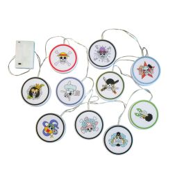 Teknofun Guirnalda Luminosa One Piece - 2 metros, 10 logos, fija o progresiva, pilas AA o micro USB