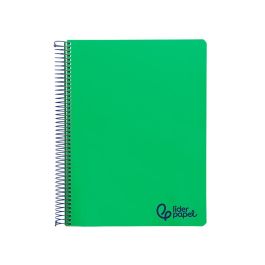 Cuaderno Espiral Liderpapel A4 Micro Wonder Tapa Plastico 120H 90 gr Cuadro 5 mm 5 Bandas 4 Taladros Color Verde Oscuro