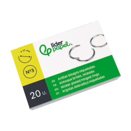 Liderpapel Anilla Bisagra Niquelada N.3 Diametro 35 mm Caja de 20 Unidades