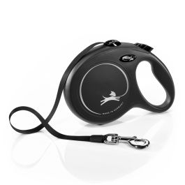Flexi Correa New Classic Cinta 8 Metros Talla L Negro, Materiales: Plástico, Nylon y Metal, Fabricada en Alemania