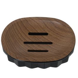 Jabonera Alexandra House Living Marrón Negro Acrílico Plástico Madera 12 x 3 x 9 cm