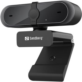 Sandberg Webcam USB Pro Full HD 1080P con Enfoque Automático, Micrófono Estéreo y Tapa de Privacidad para Portátil