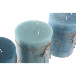 DKD Home Decor Vela Decorativa Básicos Cera Turquesa Verde Azul 3000g 155h Pack 3 Unidades 14.5x20x14.5 cm