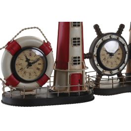 DKD Home Decor Reloj Atlantico, Diseño Faro, Metal Negro Rojo, 14x25.5x32.5 cm (2 Unidades)