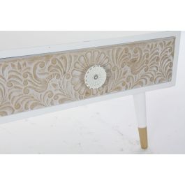 DKD Home Decor Mesa Centro Indio Madera Clara Blanca 120x65x42 cm 4 Cajones Mandala