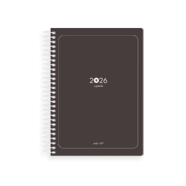 Antartik ESSENTIALS Agenda 2026 Día Página A5+ Espiral Negro Papel 80g FSC