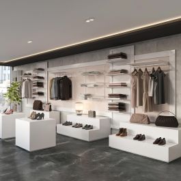 Emuca Kit para 3 estantes con sopores y perfiles de fijación a pared Jagmet, longitud 380mm, Acero, Pintado blanco