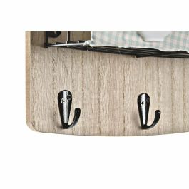 DKD Home Decor Perchero de Pared Shabby de Madera y Metal, Verde Menta, Marrón y Negro con diseño Vichy Café, 9x23x36 cm DKD Home Decor Perchero de Pared Shabby de Madera y Metal, Verde Menta, Marrón y Negro con diseño Vichy Café, 9x23x36 cm