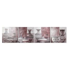 DKD Home Decor Cuadro Colonial Pintado a Mano Jarrones Lienzo MDF Marrón Granate 80x80x2.8 cm - Pack 8 Unidades Precio: 72.13536. SKU: B1E65FDTMN