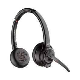 Poly Savi 8200 Auriculares Inalámbricos DECT con Cancelación Ruido Activa, 3 Vías, 13h Batería Li-Po Recargable Intercambiable