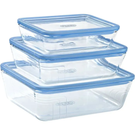 Pyrex PYR3426470301428 Juego de 3 Recipientes de Almacenamiento Rectangulares de Vidrio con Tapa - Sin Plástico - 0,8/1,5/2,6 L Precio: 63.78999968. SKU: B1CF7MV5KN