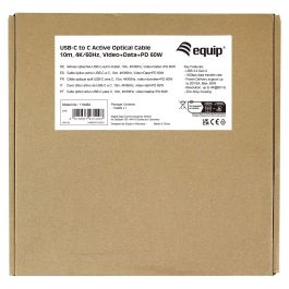EQUIP Cable USB-C 119462 Macho a Macho 10m 3A 60W 4K/60Hz Negro USB 3.2 Gen 2 DisplayPort Negro