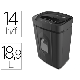 Q-connect Destructora KF17109 Seguridad P4 Capacidad 14 Hojas Corte Partículas 4x25mm Destruye Clips Grapas Tarjetas y CD Precio: 201.50000046. SKU: B1EE7TFWYC