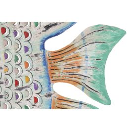 DKD Home Decor Decoración Pared Mediterráneo Azul Multicolor Pez Pintado 61 x 51 x 11 cm