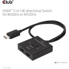 Club 3D CSV-1384 Switch HDMI 2-in-1 Bidireccional 8K60Hz/4K120Hz UHD Negro