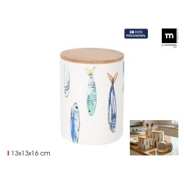 Inde Tarro de Cocina con Tapa de Bambú "Peixe" Ø 13 x 16 cm, Dimensiones 14.2 x 17.2 x 14 cm (24 Unidades) Precio: 259.6902. SKU: B15MJ97Z36