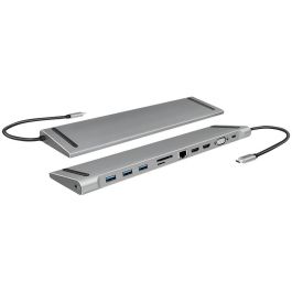 LogiLink UA0373 USB-C 11-in-1 PD 100W Docking Station Plata