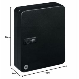 Yale Gabinete de Llaves Metálico para 20 Llaves - Cerradura Combinación 3 Dígitos - 20 x 16 x 8 cm