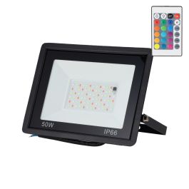 Foco Proyector LED Exterior RGBW 50W con Mando a Distancia [HO-ICRGBFL-50W] Precio: 18.49999976. SKU: B1KKB9K56X
