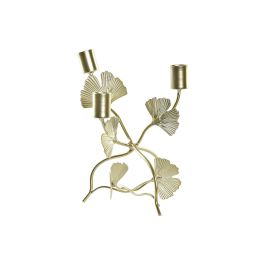 DKD Home Decor Candelabro Decorativo de Metal Ginko Oriental Color Champan 13x21x13 cm - Pack de 4 Unidades