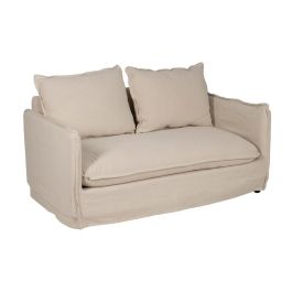 Sofá 2 Plazas Crema Tejido-Madera 160 X 95 X 85 cm