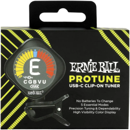 Ernieball P09627 Afinador Cromático de Pinza ProTune USB-C con 5 Modos de Afinación y Pantalla a Color