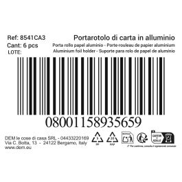 Inde Porta Rollo Papel Aluminio 33 x 8 x 5.5 cm (6 Unidades)