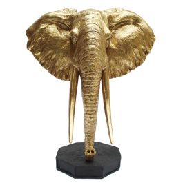 DKD Home Decor Figura Elefante Oriental Hecha a Mano de Resina y Metal Dorado Negro 73x60x36 cm