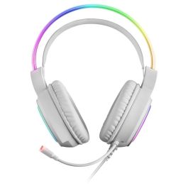 Mars Gaming Auriculares Gaming MHRGBW con Micrófono, Jack 3.5mm, Sonido Ultra-BASS 3D, Iluminación RGB CHROMA, Cancelación de Ruido, Blancos