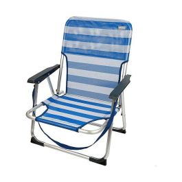 Color Baby Silla de playa de aluminio plegable, no reclinable, rayas azul marino y blanco, 44x35x72 cm, Textileno Precio: 23.89000042. SKU: S2416261