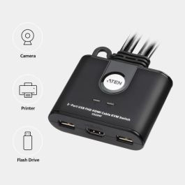 ATEN Switch KVM USB FHD HDMI de 2 puertos en formato cable