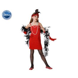 Disfraz Charleston Rojo Niña Infantil 3-4 Años. Vestido de Fiesta Temática Años 20 para Carnaval. Material: Poliéster.