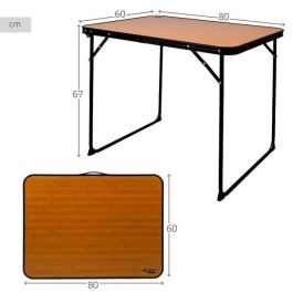 Mesa camping plegable acero color bambú aktive 80x60x67 cm Mesa camping plegable acero color bambú aktive 80x60x67 cm