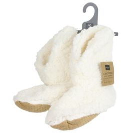 Sensly Zapatillas Bota Blancas de Poliéster para Mujer - Par Antideslizante 26x13x19 cm