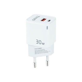 Cargador de Pared GaN TooQ TQWC-GANQCPD30WT/ 1xUSB Tipo-C/ 1xUSB/ 30W