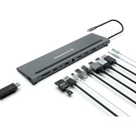 Conceptronic DONN17G Estación de Acoplamiento 12 en 1 USB-C, HDMI, DisplayPort, USB 3.2 Gen 1, hasta 4K 60Hz