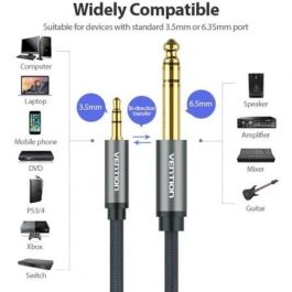 Vention BAIHF Cable Audio Estéreo Jack 3.5mm a 6.5mm Macho Trenzado Bañado en Oro Bidireccional 1m Gris Vention BAIHF Cable Audio Estéreo Jack 3.5mm a 6.5mm Macho Trenzado Bañado en Oro Bidireccional 1m Gris