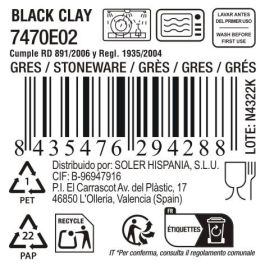 Plato Black Clay Ø26,5x2,8 cm - Inde (12 Unidades)