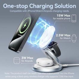 Vention FGEI0 Base de Carga Inalámbrica 3 en 1 MagSafe 15W para iPhone, Apple Watch y AirPods, Plegable con Rotación 360°