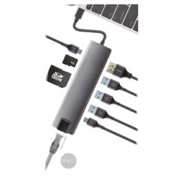 CoolBox COO-DOCK-01 Base Docking Station USB-C 9 Puertos con HDMI, Ethernet Gigabit, 3x USB 3.0, Lector SD/MicroSD, Carga PD, Aluminio Gris para Portátil CoolBox COO-DOCK-01 Base Docking Station USB-C 9 Puertos con HDMI, Ethernet Gigabit, 3x USB 3.0, Lector SD/MicroSD, Carga PD, Aluminio Gris para Portátil