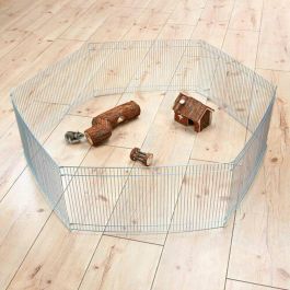 Trixie Caja Metálica Galvanizada para Animales Pequeños - Parque Extensible Ø90cm - Gran Espacio de Libertad Interior con 6 Elementos